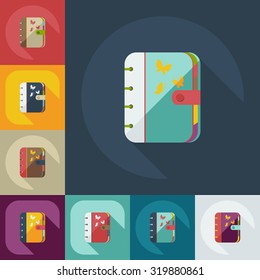 Flat modern design with shadow icons notebook
