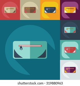 Flat modern design with shadow icons purse
