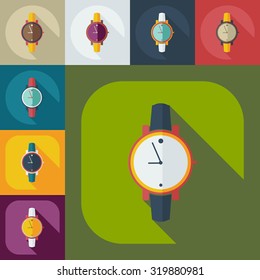 Flat modern design with shadow icons Wrist Watch