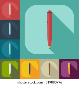 Flat modern design with shadow icons pen