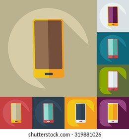 Flat modern design with shadow icons mobile phone