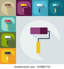 Flat modern design with shadow icons roller