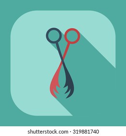 Flat modern design with shadow icons thinning scissors