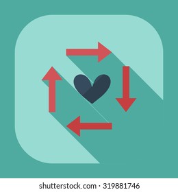 Flat modern design with shadow icons sign of love