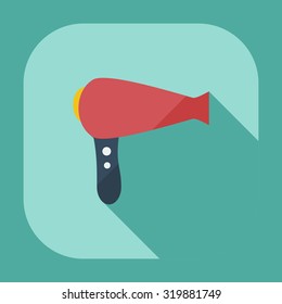 Flat modern design with shadow icons hairdryer