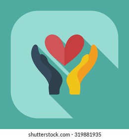 Flat modern design with shadow icons cherish the love