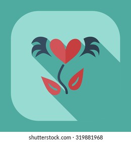 Flat modern design with shadow icons love tree