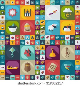 Flat modern design with shadow icons Ramadan
