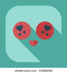 Flat modern design with shadow icons smiley in love