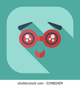 Flat modern design with shadow icons bespectacled smiley