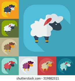Flat modern design with shadow icons lamb