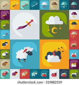 Flat modern design with shadow icons Ramadan