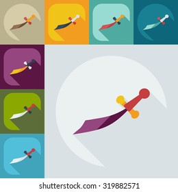 Flat modern design with shadow icons dagger