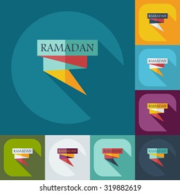 Flat modern design with shadow icons ramadan