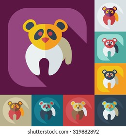 Flat modern design with shadow icons pandas
