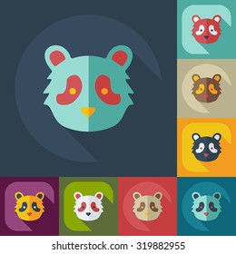 Flat modern design with shadow icons pandas