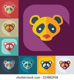 Flat modern design with shadow icons pandas
