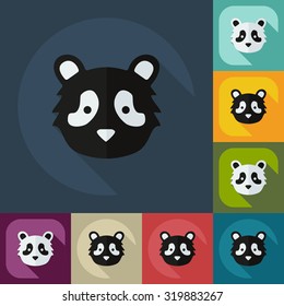 Flat modern design with shadow icons pandas