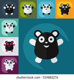 Flat modern design with shadow icons pandas