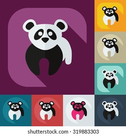 Flat modern design with shadow icons pandas
