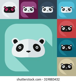 Flat modern design with shadow icons pandas
