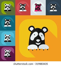 Flat modern design with shadow icons pandas