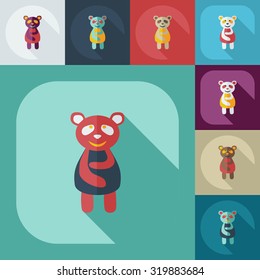 Flat modern design with shadow icons panda is sick