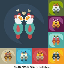 Flat modern design with shadow icons panda love