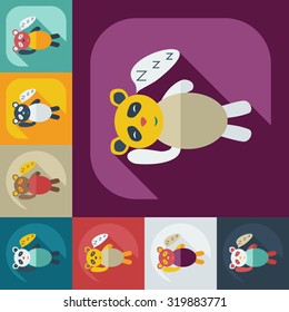 Flat modern design with shadow icons panda sleeps