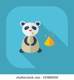 Flat modern design with shadow icons panda turd