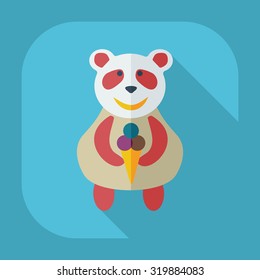 Flat modern design with shadow icons panda eating