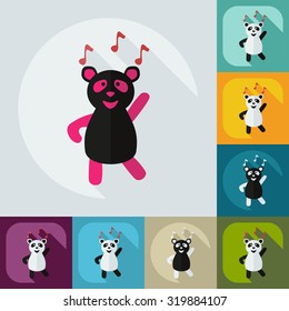 Flat modern design with shadow icons panda dances