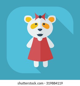 Flat modern design with shadow icons panda girl