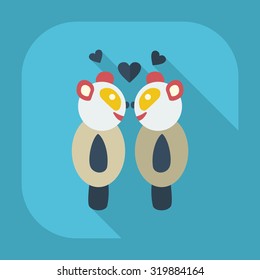 Flat modern design with shadow icons panda love
