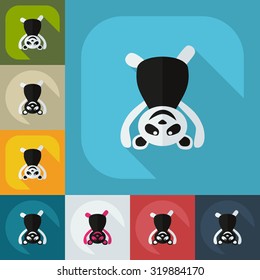 Flat modern design with shadow icons panda athlete