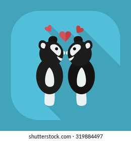 Flat modern design with shadow icons panda love