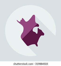 Flat modern design with shadow icons map of Canada