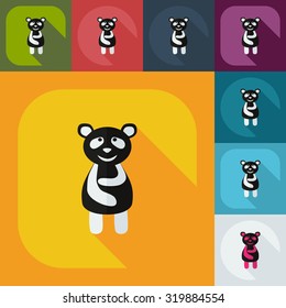 Flat modern design with shadow icons panda is sick