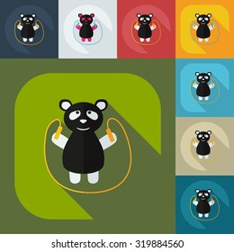 Flat modern design with shadow icons panda athlete
