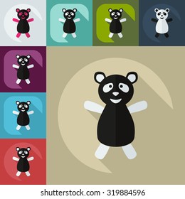 Flat modern design with shadow icons panda athlete