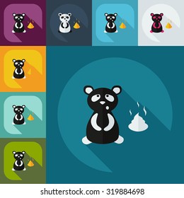 Flat modern design with shadow icons panda turd