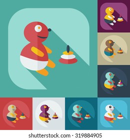 Flat modern design with shadow icons children
