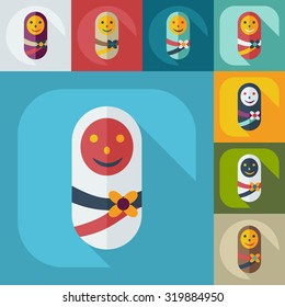 Flat modern design with shadow icons children