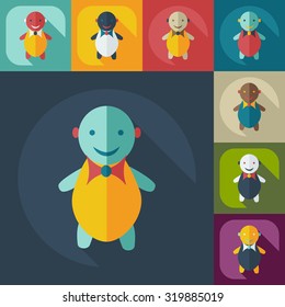 Flat modern design with shadow icons children