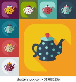 Flat modern design with shadow icons kettle