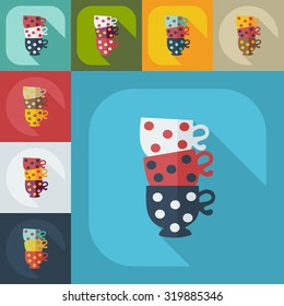 Flat modern design with shadow icons cup