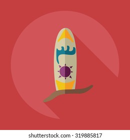 Flat modern design with shadow icons surf board