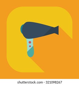 Flat modern design with shadow icons hairdryer
