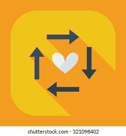 Flat modern design with shadow icons sign of love