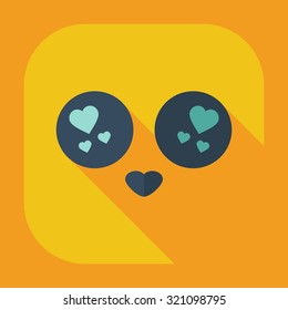 Flat modern design with shadow icons smiley in love